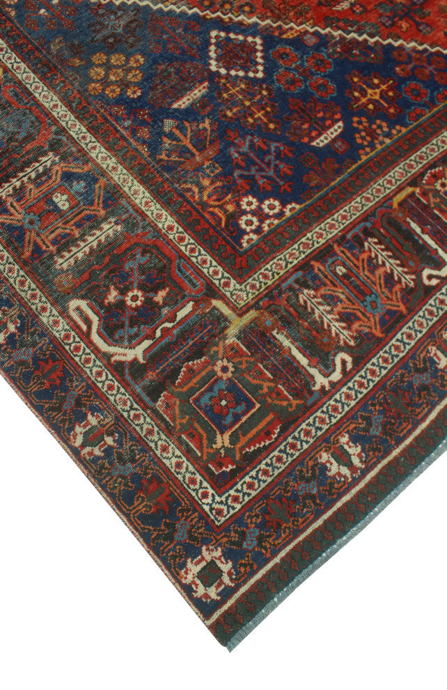 Fine Vintage Distressed Ulvelaik Red/Navy Rug, 10'7 x 14'1
