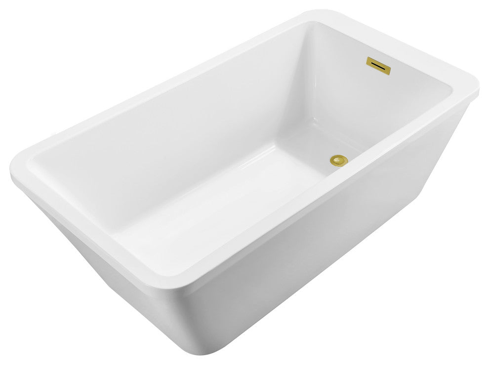 60" Streamline NPT9240GLD Soaking Freestanding Tub With Internal Drain