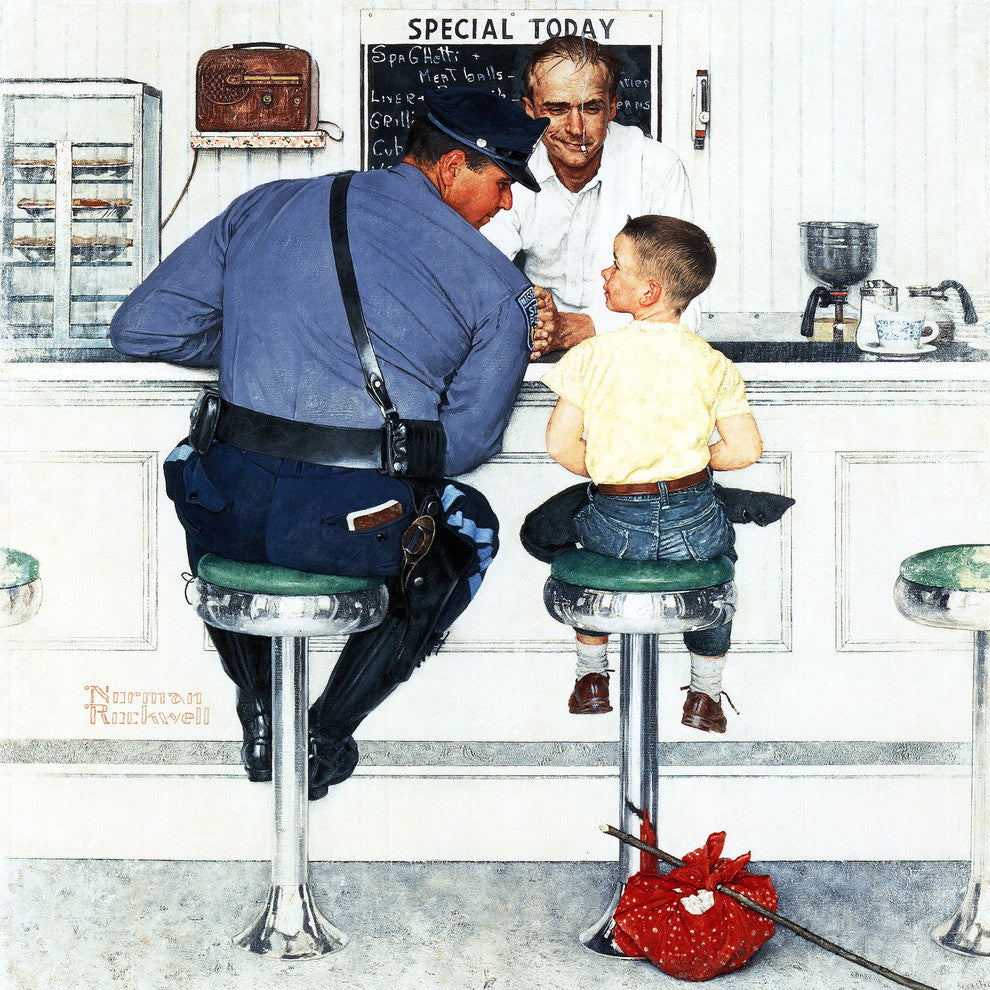 "Runaway" Painting Print on Canvas by Norman Rockwell