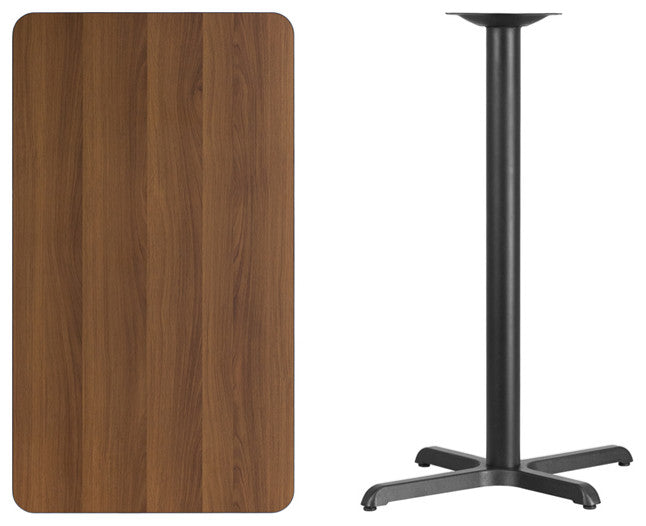 24"x42" Rectangular Walnut Laminate Table Top With 22"x30" Base