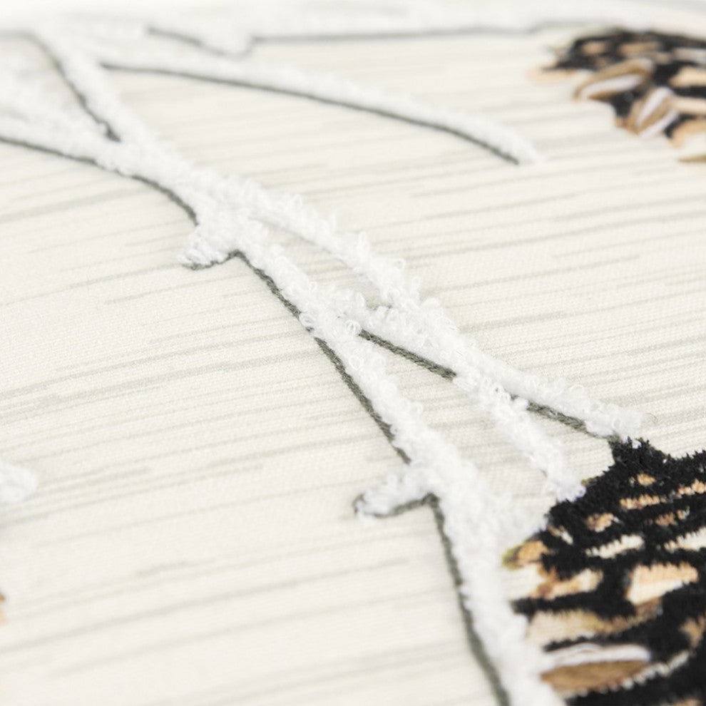 Cream White and Brown Pinecone Throw Pillow