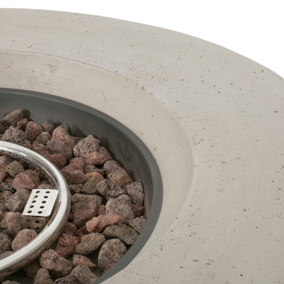 Hearth Outdoor 50,000 BTU Circular Fire Pit, No Tank Holder, Light Gray