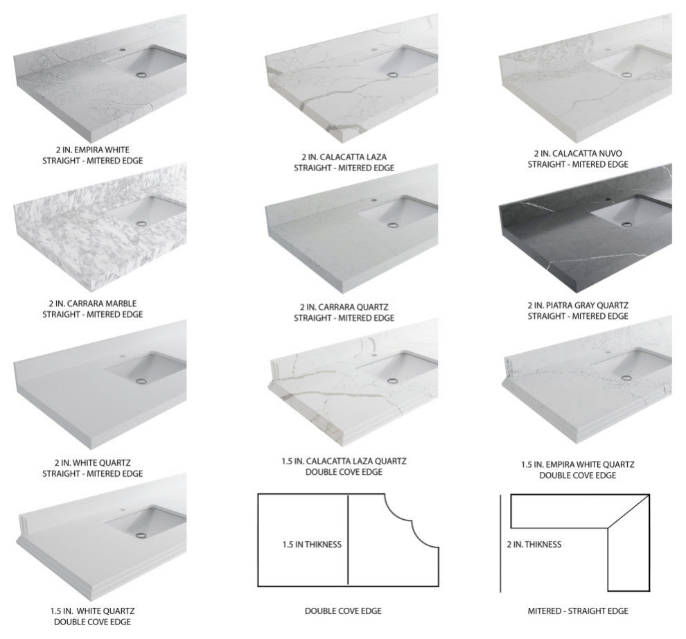 Aberdeen 60 Double Bathroom Vanity in White 2" Carrara Quartz