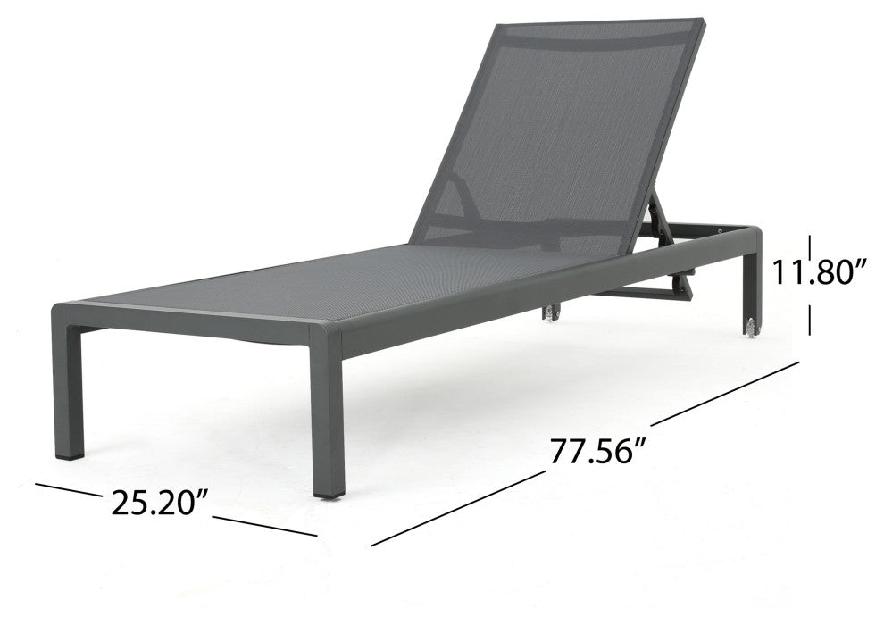 GDF Studio 7-Piece Coral Bay Outdoor Gray Aluminum Chat Set With Pair of Lounges
