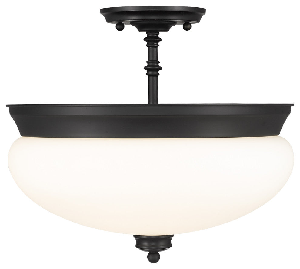 Z-LITE 721SF-MB 3 Light Semi Flush Mount, Matte Black