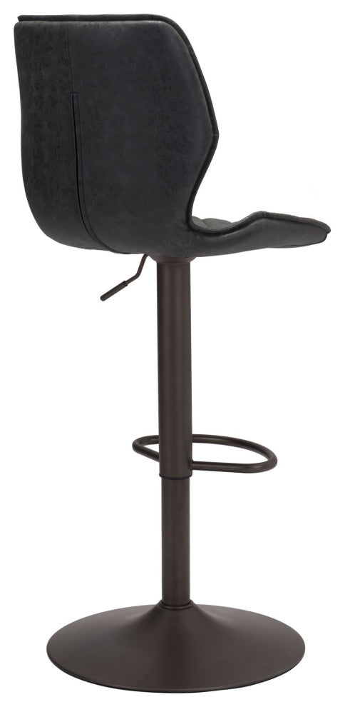 Bar Stool Chair Barstool, Faux Vinyl Leather, Steel, Vintage Black, Bronze