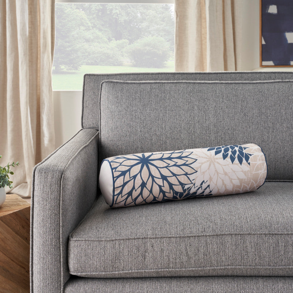 Mina Victory ALH05 Throw Pillow, Ivory/Navy, 6" x 20"