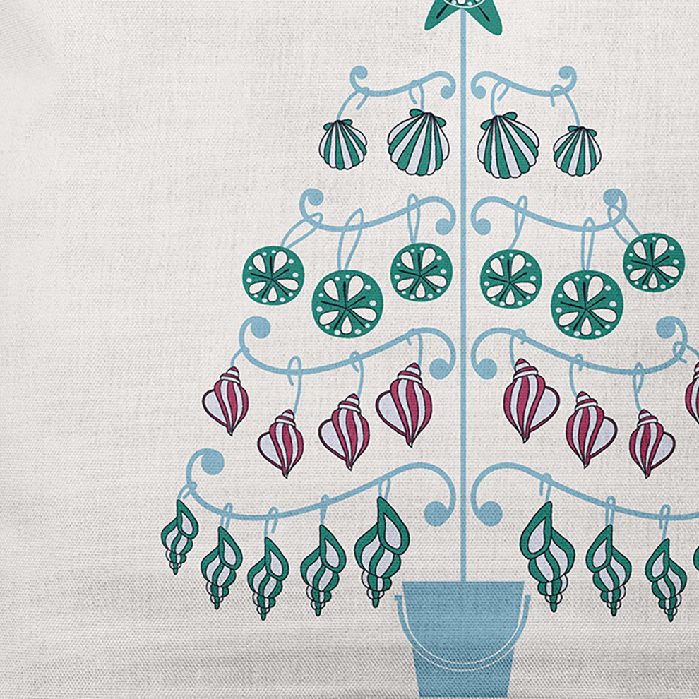Ice Colored Beach Tree Christmas Polyester Throw Pillow, 20"x20"