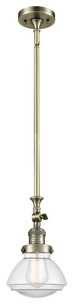 Olean 1-Light Mini Pendant, Antique Brass, Clear