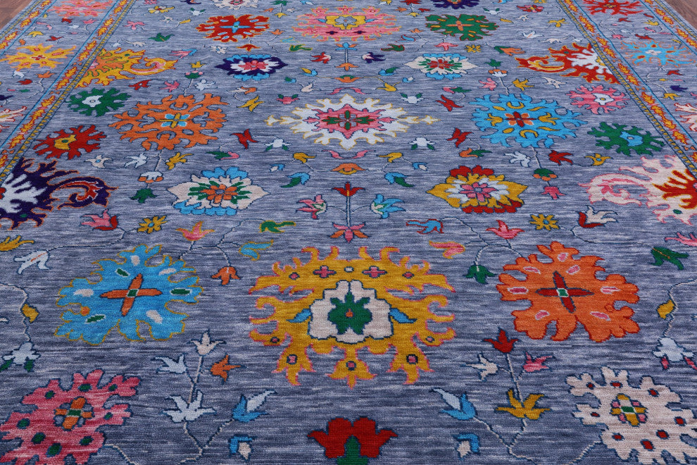 Turkish Oushak Handmade Wool Rug 12' 2" X 14' 9" - Q14932