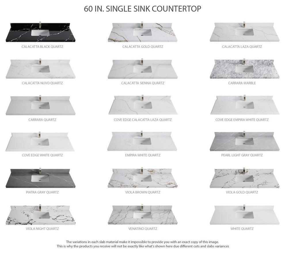 Cambridge 60 Single Bathroom Vanity in White 2" Carrara Marble