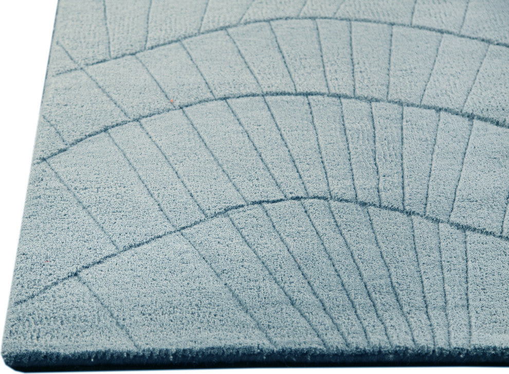 Hand Tufted Aqua Wool Area Rug