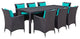 Modway Convene 9 Piece Outdoor Patio Dining Set, Espresso Turquoise