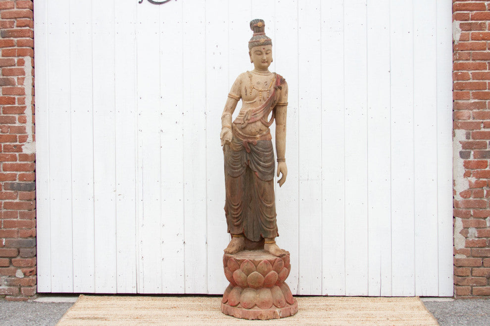 Rare Standing Antique Quan Yin Statue