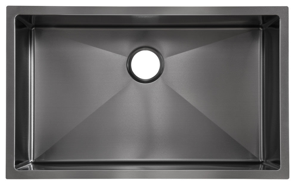 Rivage 30"x18" Stainless Steel, Single Basin, Undermount Kitchen Sink, Black