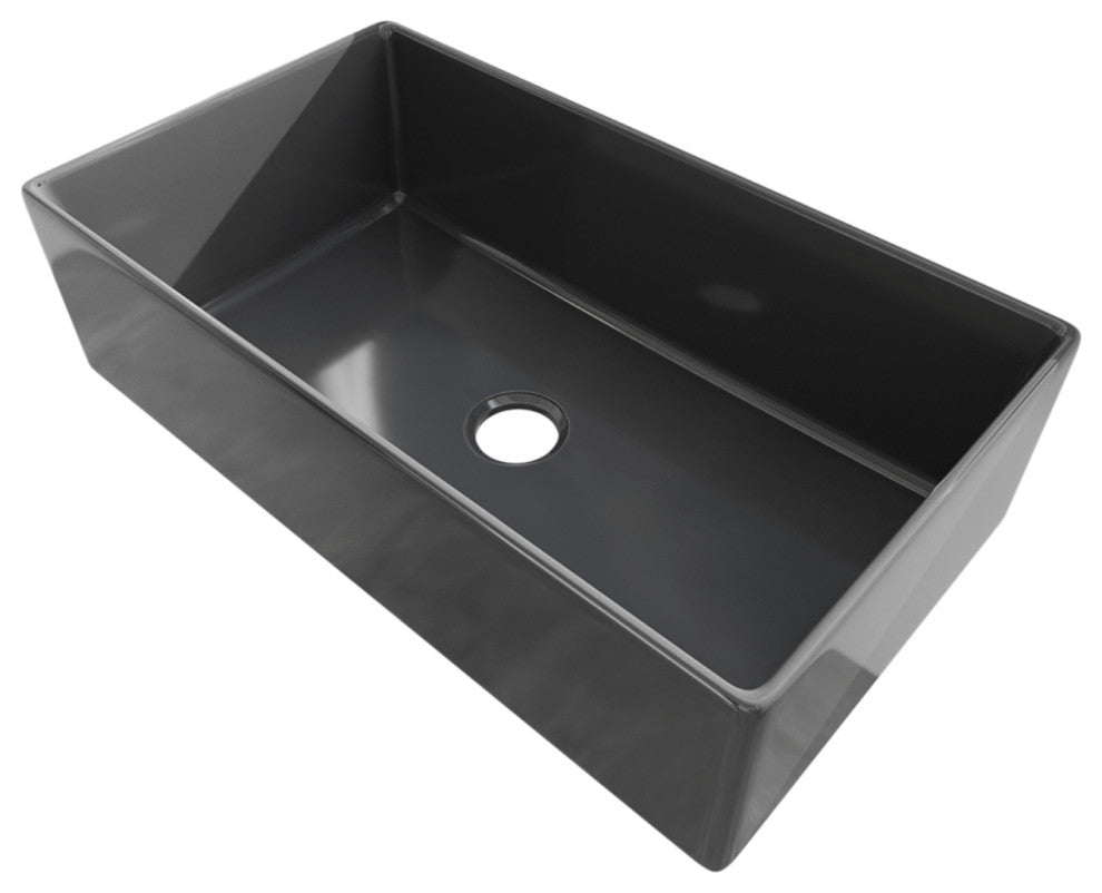 Sinber Farmhouse Apron Single Bowl Kitchen Sink with Fireclay 2 Accessories, Black, 36" X 20"