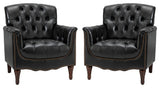 Bertram Genuine Leather Armchair Set of 2, Black