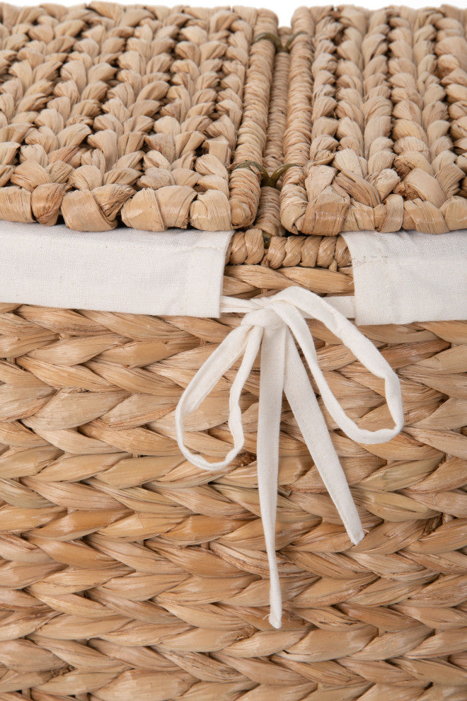 Oval Seagrass Laundry Sorter Hamper WithLiner, Natural