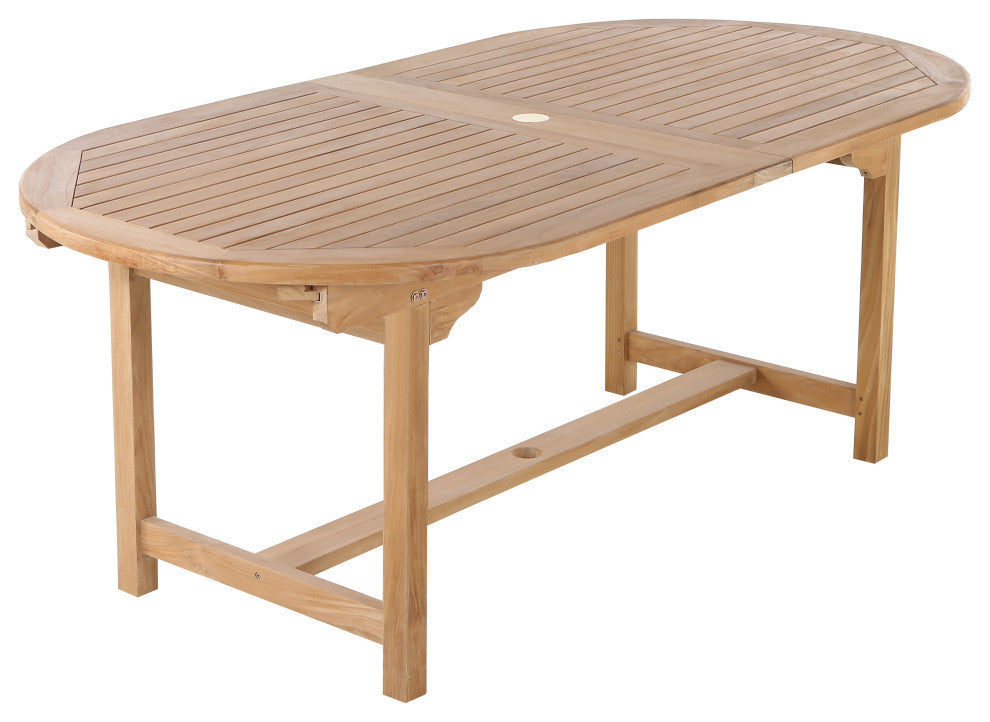 Nordic Style Natural Premium Grade Teak Adjustable Dining Table, 79"-118"