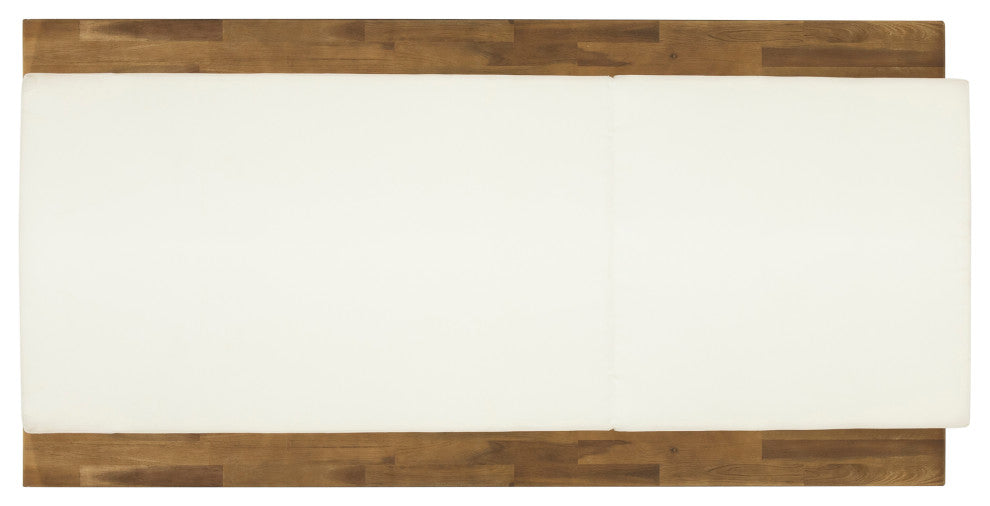 Ursula Outdoor Acacia Wood Chaise Lounge and Cushion Set, Set of 2, Cream