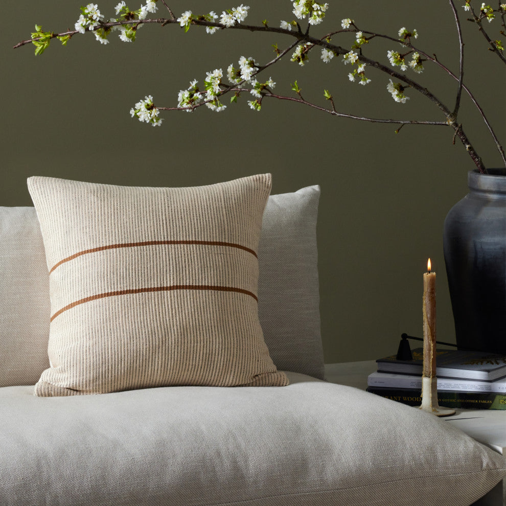 Handwoven Merido Pillow, Beige, 20"x20"