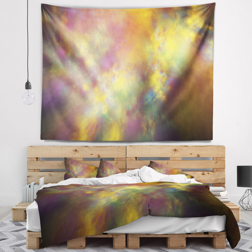 Perfect Yellow Starry Sky Abstract Wall Tapestry, 60"x50"