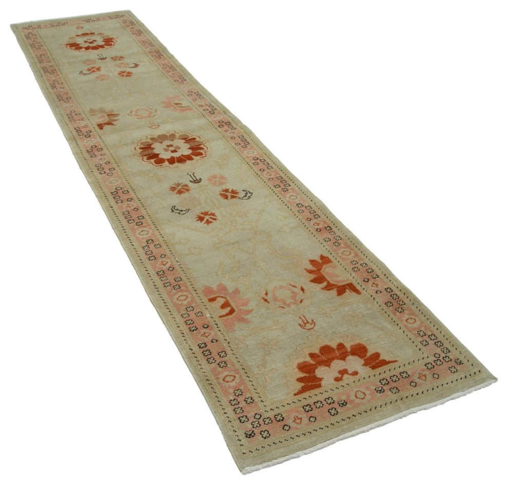 Rug N Carpet - Hand-Knotted Oriental 2' 6" x 10' 3" Runner Oushak Area Rug