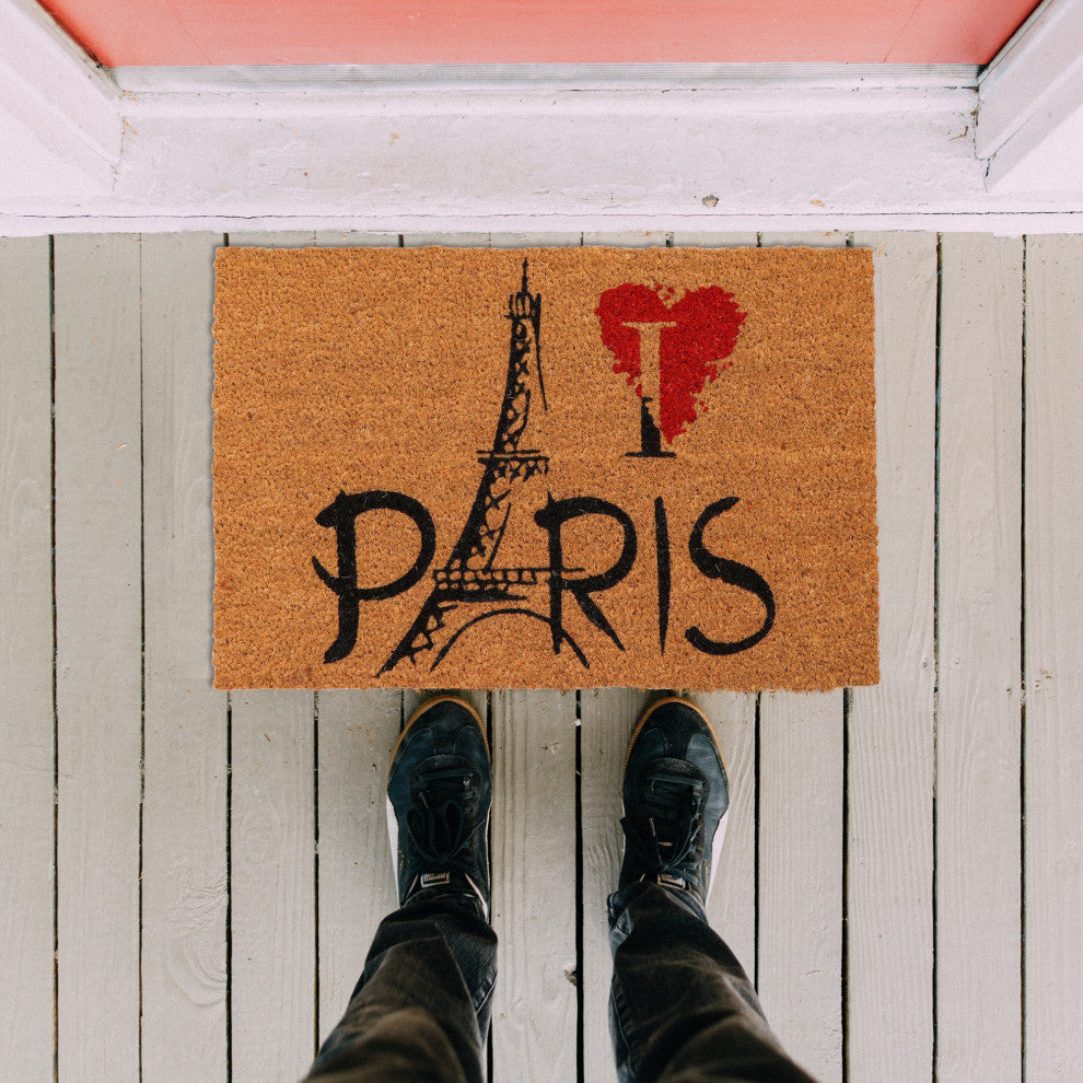 Sheltered Coconut Door Mat Printed, 24x16, Paris Eiffel