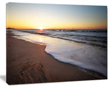 Seashore under Fiery Sunset Sky, Modern Seashore Canvas Art, 60"x28"