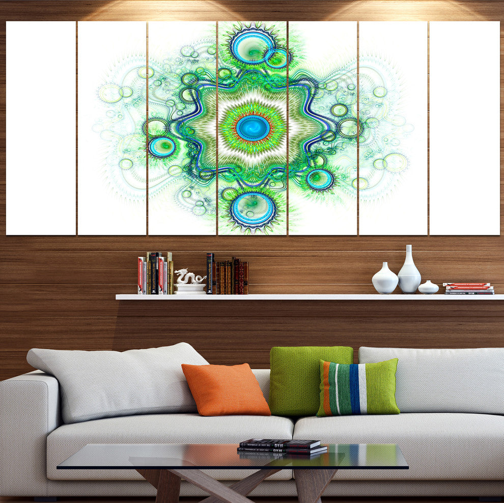 Cabalistic Star Fractal Flower, Abstract Canvas Art Print, 83"x32", 7 Panels