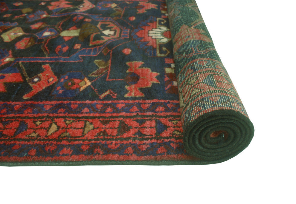 Fine Vintage Distressed Eddy Navy/Rose Runner, 3'5x9'9