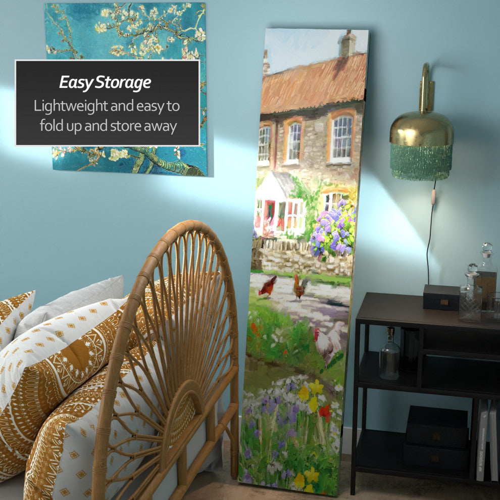 6' Tall Double Sided Country Village Canvas Room Divider