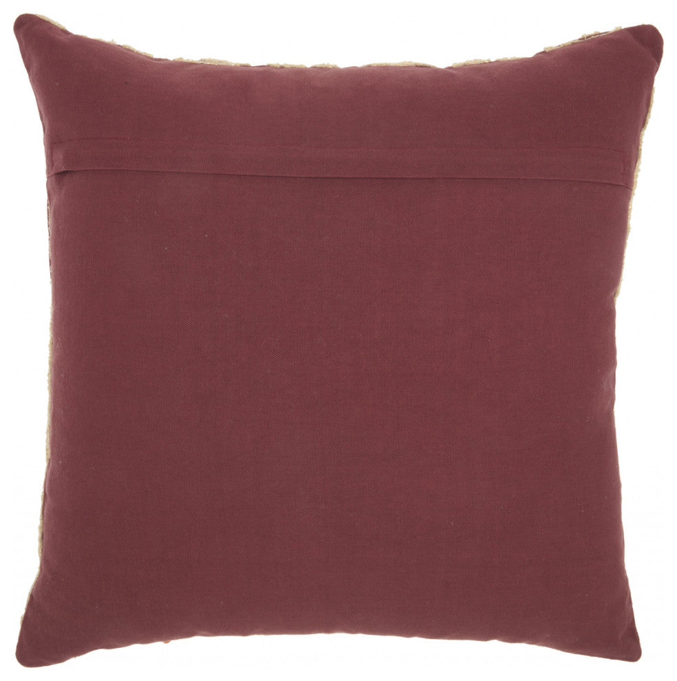 Contemporary Handcrafted Maroon Accent Throw Pillow