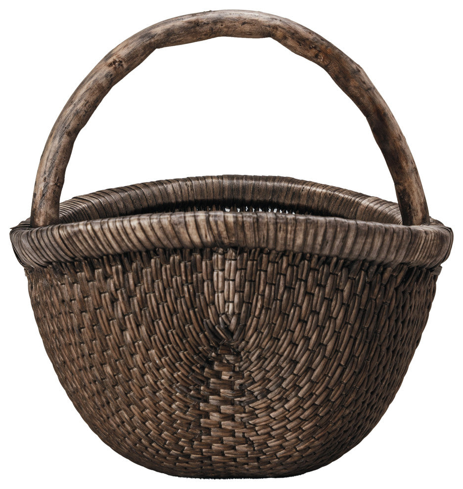 14-1/2"L x 13-3/4"H Decorative Hand-Woven Basket, Antique