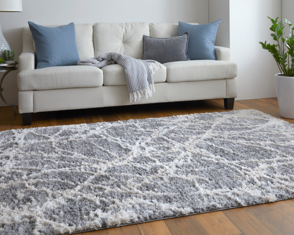 Caide Transitional Abstract, Gray/Ivory, 5'x8' Area Rug