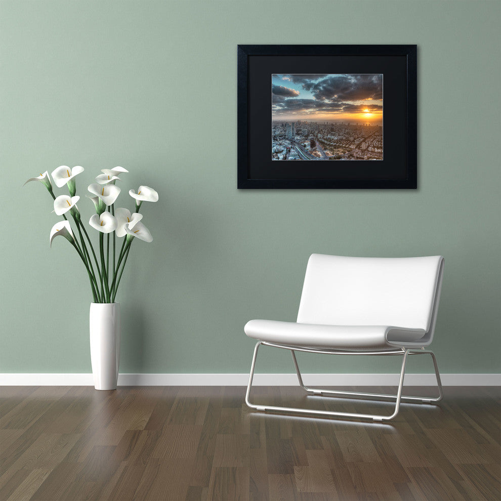 'Tel Aviv Israel - II' Matted Framed Canvas Art by David Ayash