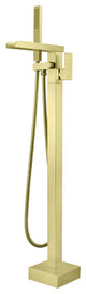Waterfall Floor Mounted Tub Faucet With Hand Held Shower, Brushed Gold
