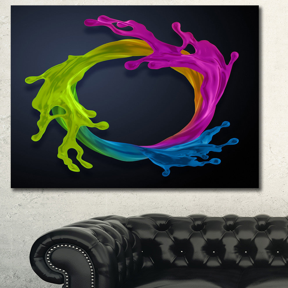 Colorful Splash Round, Abstract Canvas Art Print, 40"x30"