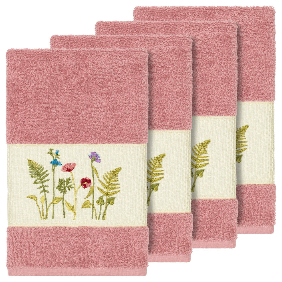 Serenity 4-Piece Embellished Hand Towel Set, Tea Rose
