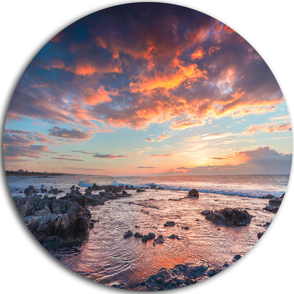 Passero Cape Spring Sunrise, Seashore Photo Round Wall Art, 36"