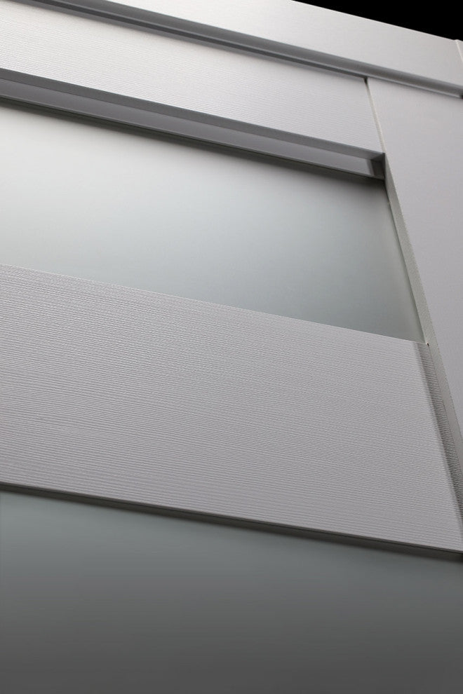 Della Bianco Noble with Concealed Hinges, Tempered Frosted Glass, Solid Core, 32" X 80", Right-Hand