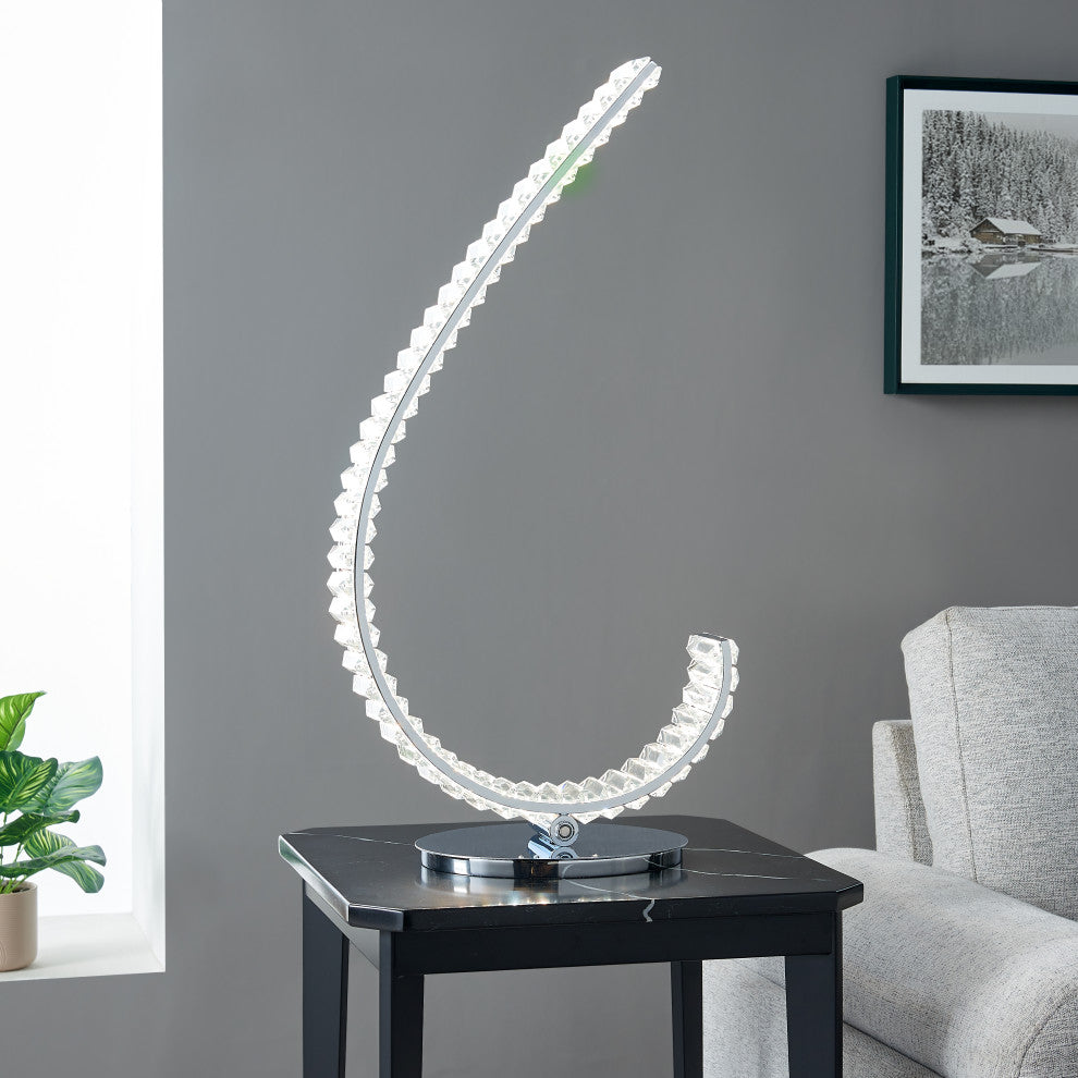 Grace Crystal Touch Dimmable Table Lamp, Chrome, Right