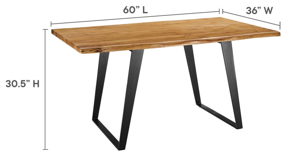 Viggo 60" Live Edge Acacia Wood Acacia Wood Dining Table - Black Natural
