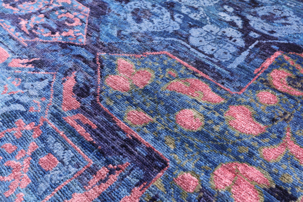 8' 11" X 11' 9" Modern Handmade Wool and Silk Rug Q7330
