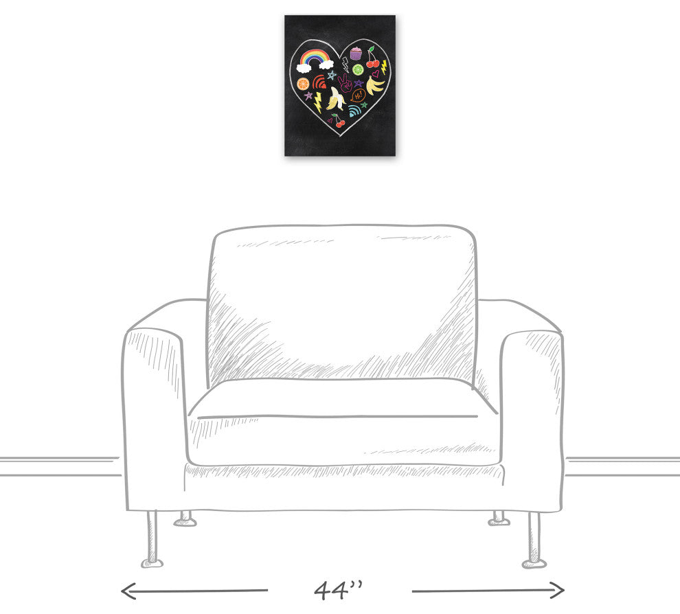 Fun Heart Chalk 11x14 Canvas Wall Art