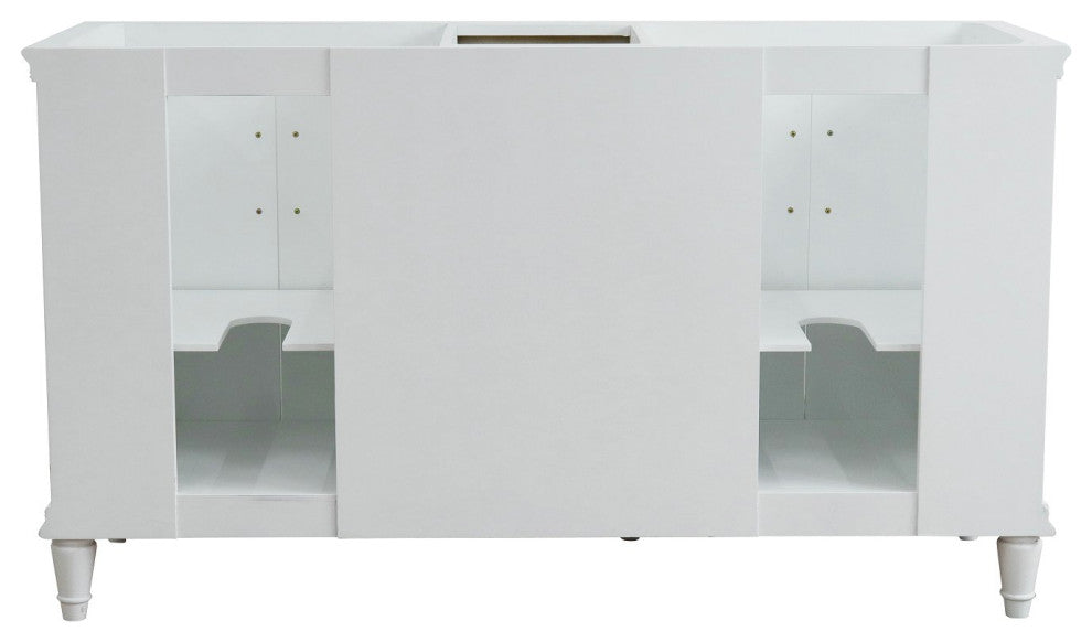 60" Double Vanity, White Finish, Cabinet Only
