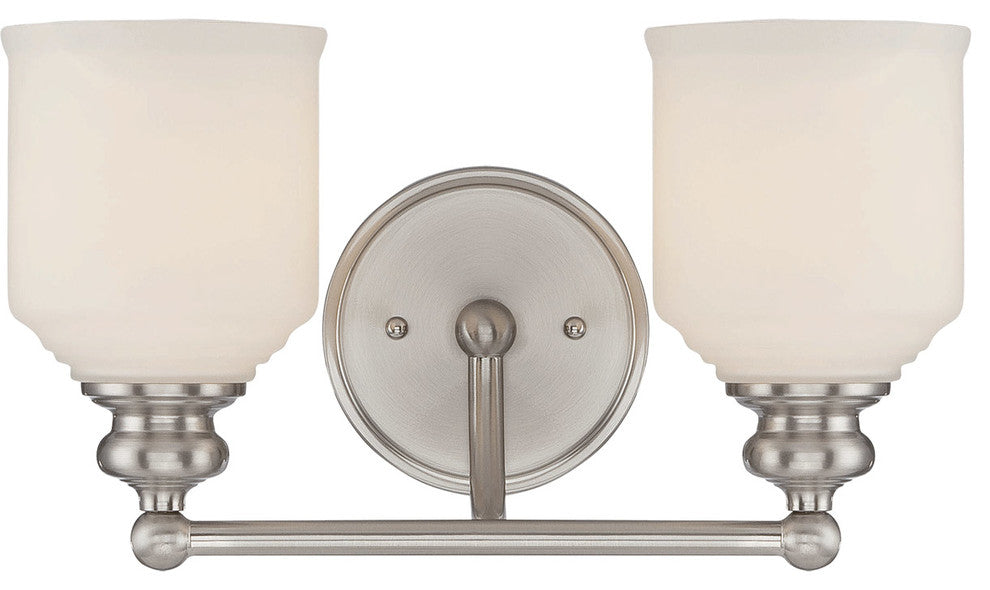 Melrose 2 Light Bath Bar, Satin Nickel