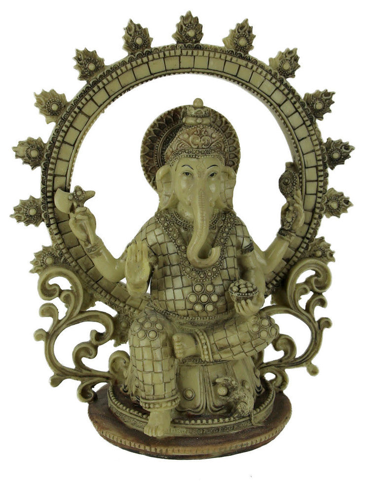 Lord Ganesha Sitting Holding Sacred Objects Statue