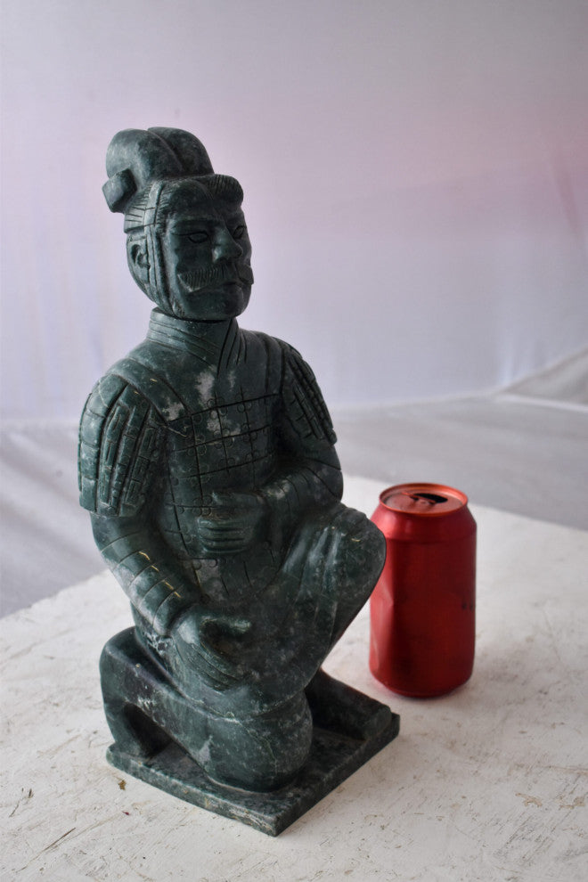 Asian Terracotta Warrior Sitting Replica Made of Marble 5" x 5" x 15"H