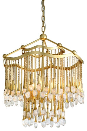 Kiara 6-Light Chandelier, Gold Leaf, Clear